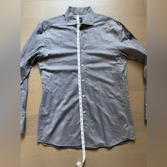 BOSS Tailored Egyptian Cotton Grey Shirt - Picture 5 of 7